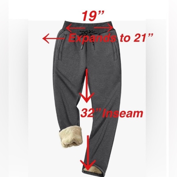Men’s BRAND NEW Sherpa lined sweatpants.Brand New wth Tags! Grey wth zip pockets - Picture 10 of 11